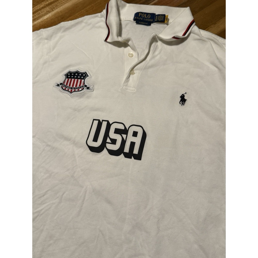 Polo Ralph Lauren Team USA 24 Polo Shirt Mens XL White Classic Fit Olympic